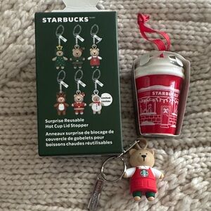 Starbucks Set Bearista Keychain with Red Cup Lid Stopper and Ceramic 2025 Cup